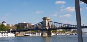 The Szechenyi Chain Bridge over the i Danube River - Budapest Hungary. Female solo travels in Europe