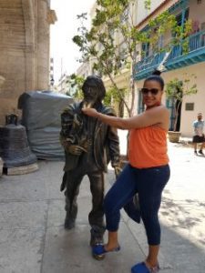 The Gentle Frenchman - Monument to the Street person Havana Cuba (when held this way, it is said to bring good luck)