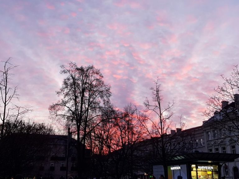 beautiful sunset,downtown Vilnius