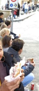 chomping on the most famous sandwich in Florence