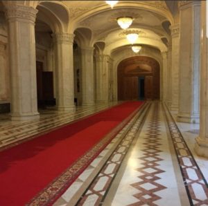 interior of Palace of Parliament. Romania - Home of Bran “Dracula” Castle