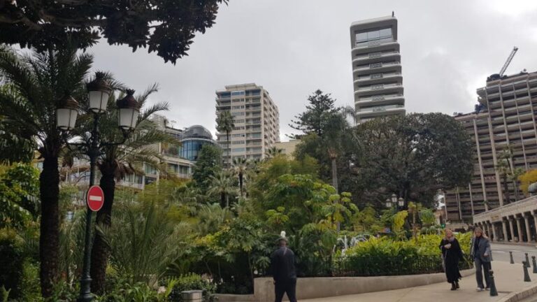 A mixture of green spaces and buildings downtown Monte Carlo. Monaco, the second-smallest country on earth.