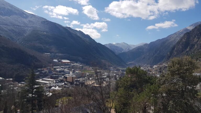 A view of Andorra La Vella City from Rec del Sola Lookout. Andorra, the country of the Pyrenees