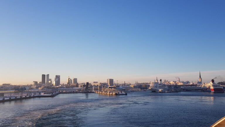 A view of Tallinn from the Tallink ferry. Estonia is the world leader in e-services