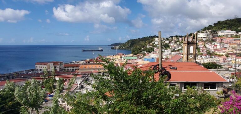 A view of downtown St. George's and harbour from the Fort George. Grenada, the Spice Isle of the Caribbean