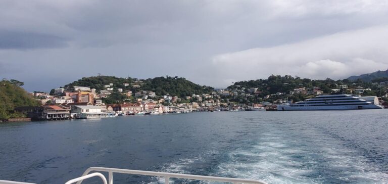 A view of the Carenage, St. George's from the ferry. Grenada, the Spice Isle of the Caribbean