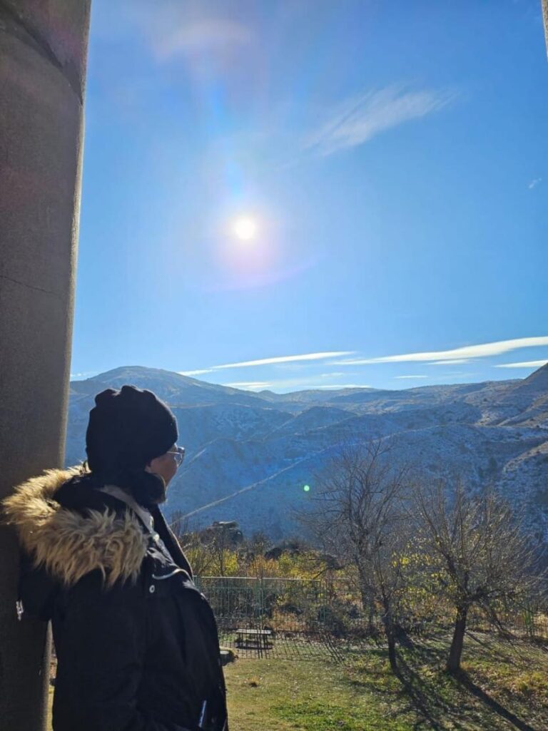 A view of the Caucasus Mountains and Garni Gorge from the Garni Temple. Armenia, the first country to accept Christianity