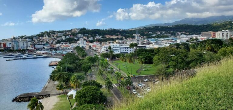 A view of the city and coastline from Fort-St.-Louis. Martinique, the Caribbean Island of Flowers