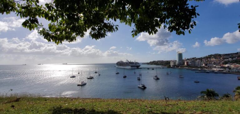 A view of the city and coastline from Fort-St.-Louis. Martinique, the Caribbean Island of Flowers