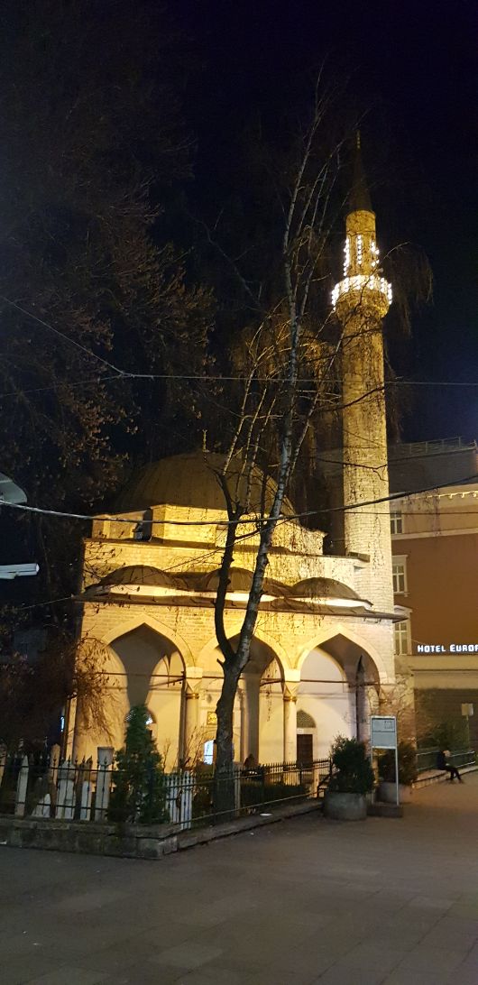 Bascarsija Mosque. solo traveller in Sarajevo, Bosnia and Herzegovina.