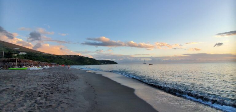 Beautiful Mero Beach (black sand). Dominica, the Nature Island of the Caribbean.