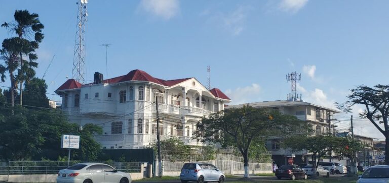 Buildings downtown Georgetown, Guyana. Guyana, the Land of Many Waters