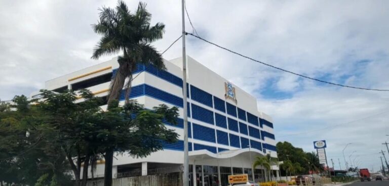 Buildings downtown Georgetown, Guyana. Guyana, the Land of Many Waters