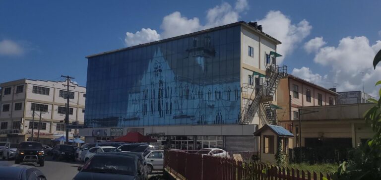 Buildings downtown Georgetown, Guyana. Guyana, the Land of Many Waters