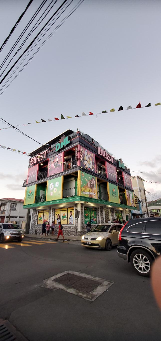 Buildings downtown Roseau the capital. Dominica, the Nature Island of the Caribbean.