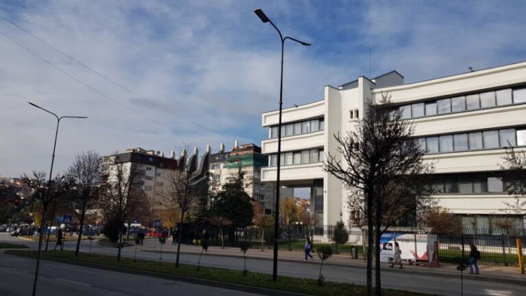 Buildings in the city centre of Pristina. Kosovo the youngest country in Europe