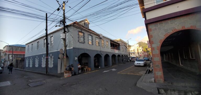 Buildings with arches in the capital city – Kingstown. St. Vincent and the Grenadines the Gem of the Antilles