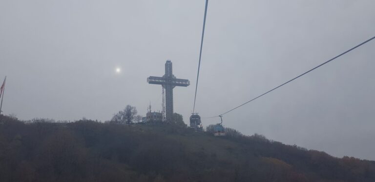 Cable car ride to Mount Vodno & the Millennium Cross. North Macedonia - the birthplace of Mother Teresa