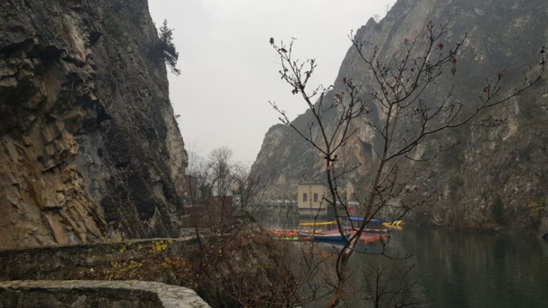 Canyon Matka and lake. North Macedonia - the birthplace of Mother Teresa