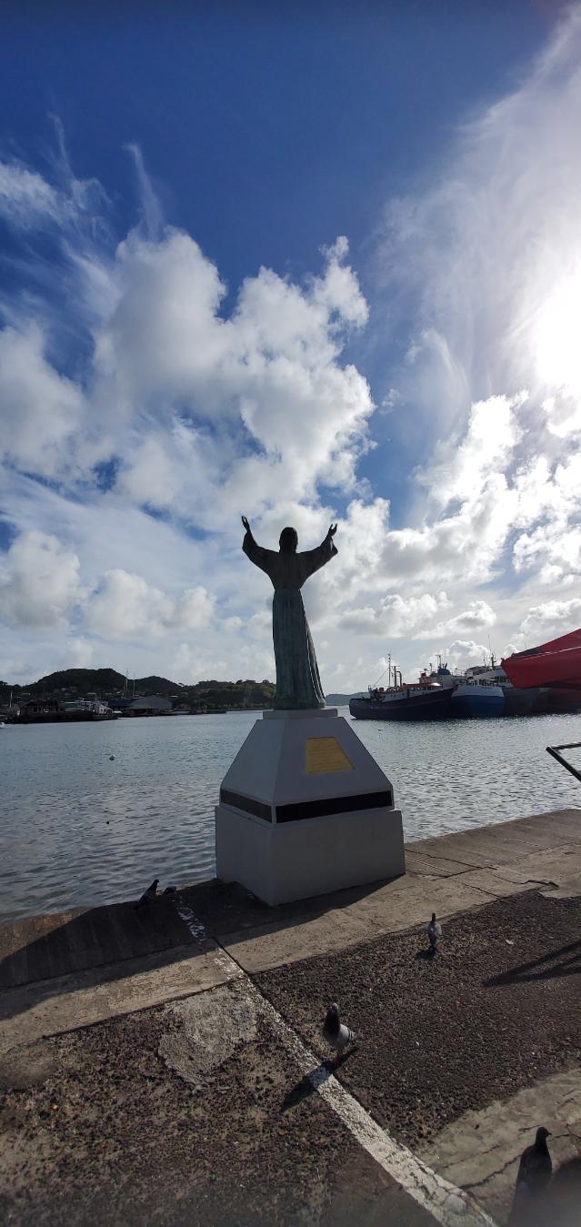 Christ of the Deep Statue (in memory of Grenadian support and kindness to Italy). Grenada, the Spice Isle of the Caribbean