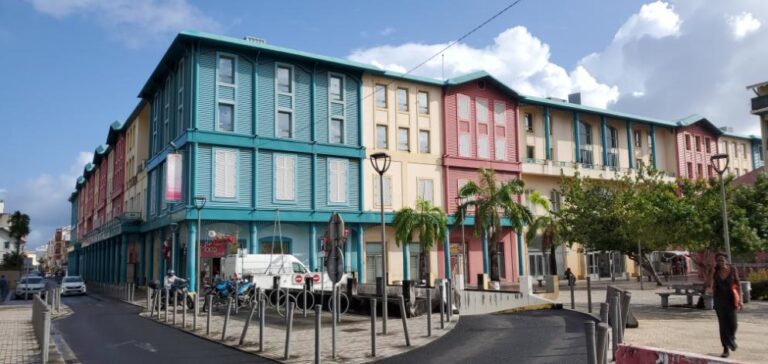 Colourful buildings downtown Fort-de-France. Martinique, the Caribbean Island of Flowers
