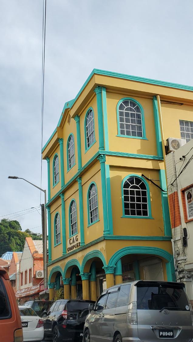 Colourful buildings with arches in the capital city – Kingstown. St. Vincent and the Grenadines the Gem of the Antilles