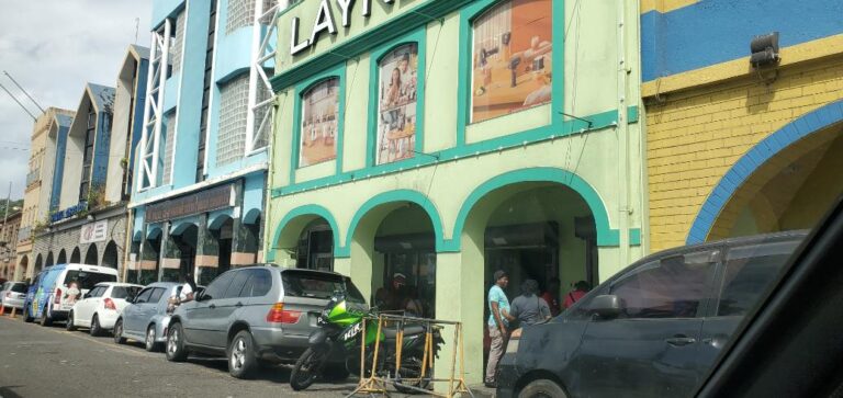 Colourful buildings with arches in the capital city – Kingstown. St. Vincent and the Grenadines the Gem of the Antilles
