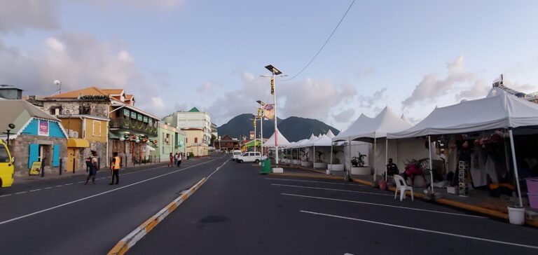 Downtown Roseau the capital. Dominica, the Nature Island of the Caribbean.