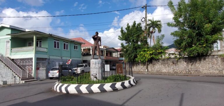 The Emancipation Monument. Dominica, the Nature Island of the Caribbean.