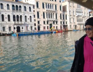 Enjoying the Vaporetto ride on the Grand Canal. Venice, Italy’s floating city