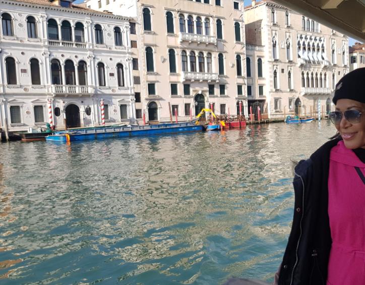 Enjoying the Vaporetto ride on the Grand Canal. Venice, Italy’s floating city