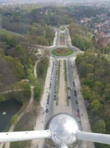 View from the Atomium – Brussels Belgium. Female solo travels in Europe