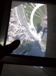 View through the glass floor of the CN Tower – Toronto Canada