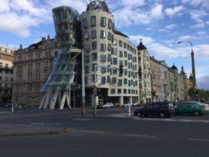 Sidewalks in Prague – Czech Republic Vltava River Mahe Dancing houses – Prague Czech Republic. Female solo travels in Europe