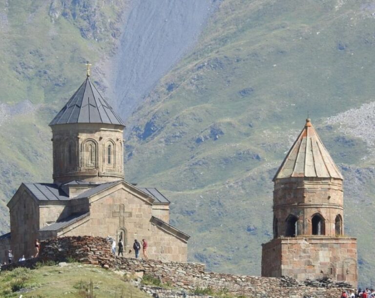 Gergeti Trinity Church in the Kazbegi Mountain. Georgia, the mystical transcontinental nation