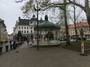 One of the many parks in Ljubljana Old Town – Slovenia