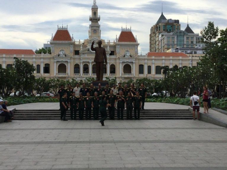 Statue of Ho Chi Minh in front City Hall Saigon Two most warm-hearted countries