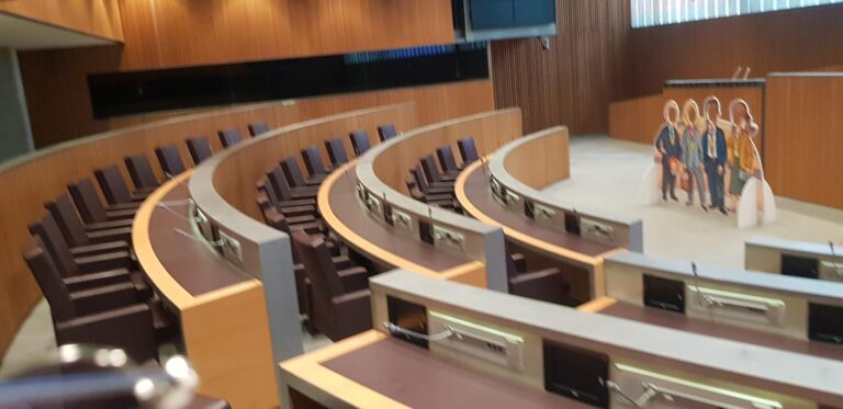 Inside he General Council of Andorra or The Parliament. Andorra, the country of the Pyrenees