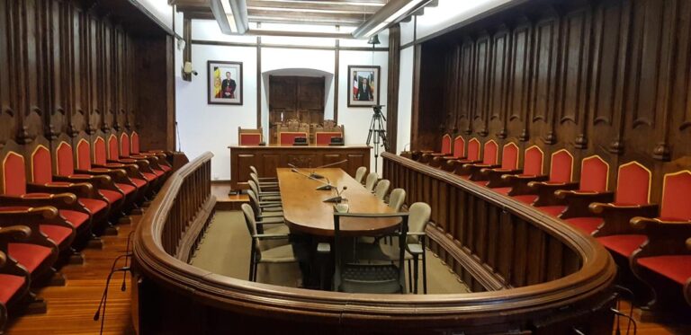 Inside the Old Parliament of Andorra. Andorra, the country of the Pyrenees