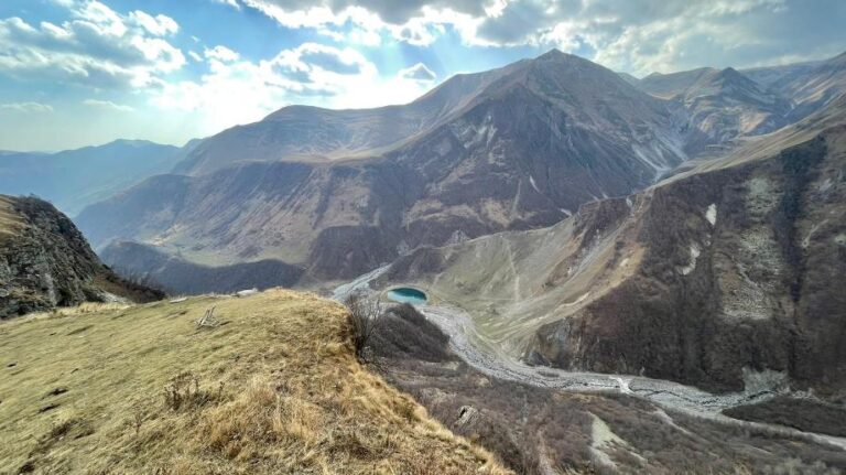 Kazbegi and the Caucasus Mountains. Georgia, the mystical transcontinental nation