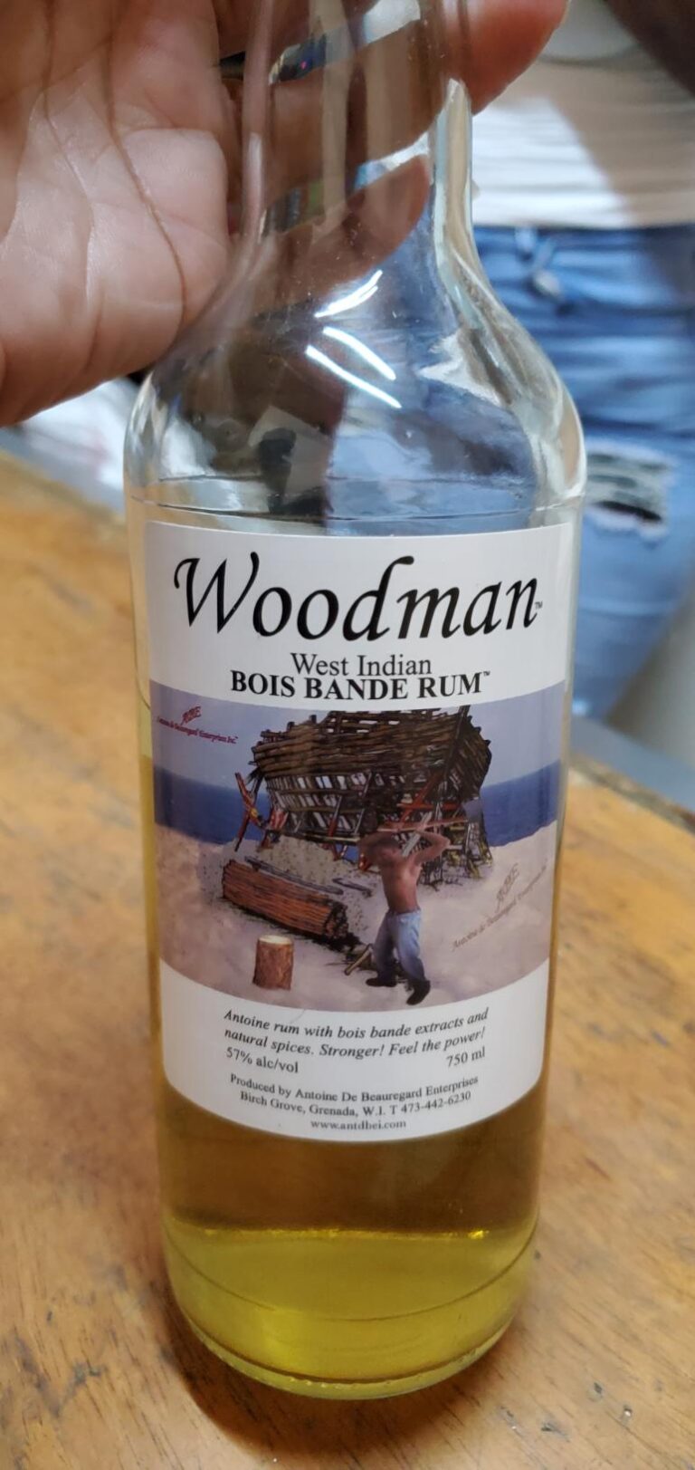 Locally-made bois bande (Wood Man) rum. Grenada, the Spice Isle of the Caribbean