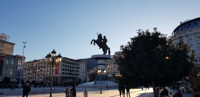 Macedonian Square. North Macedonia - the birthplace of Mother Teresa