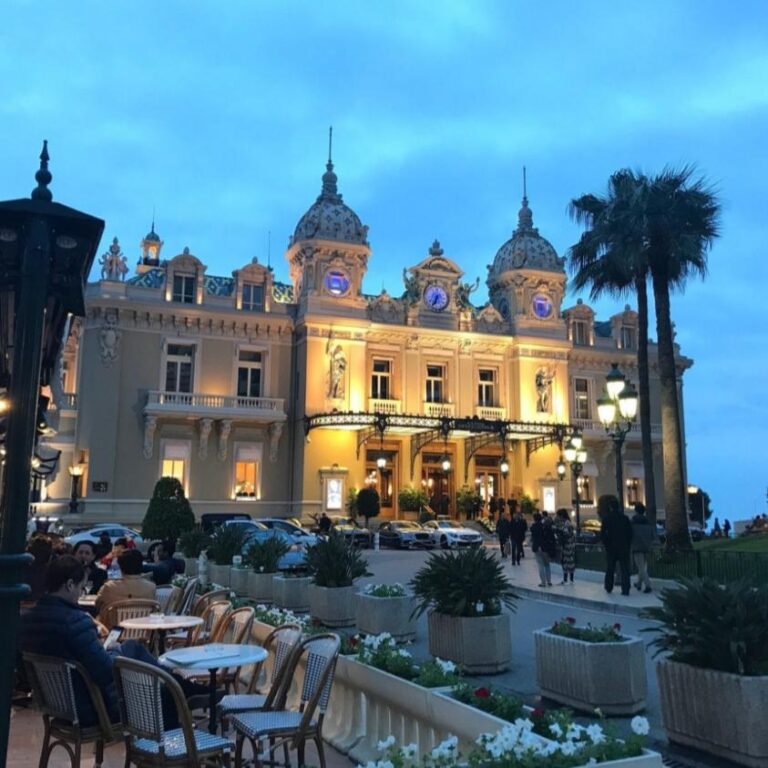 Monte Carlo Casino and Casino Square at night. Monaco, the second-smallest country on earth.