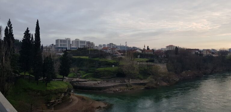 Moraca River - Podgorica city center. Montenegro the land of the black mountains