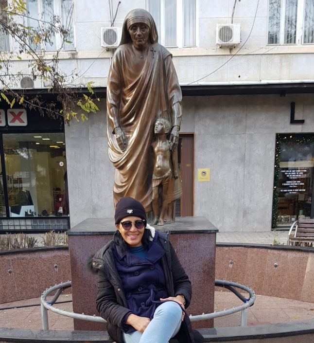Mother Teresa Statue in Pristina. Kosovo the youngest country in Europe
