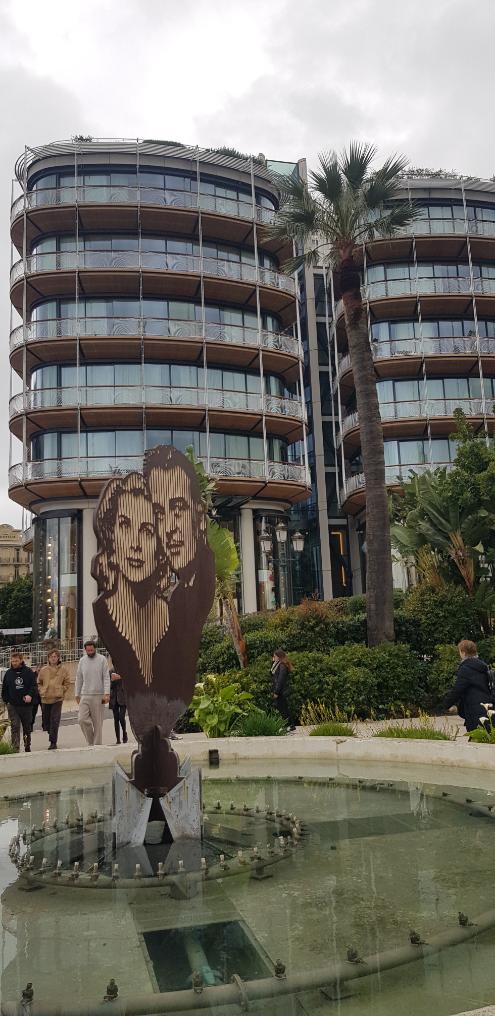 Optical art of Grace Kelly and Prince Rainier of Monaco at Monte Carlo Square – artist Marcos Marin. Monaco, the second-smallest country on earth.
