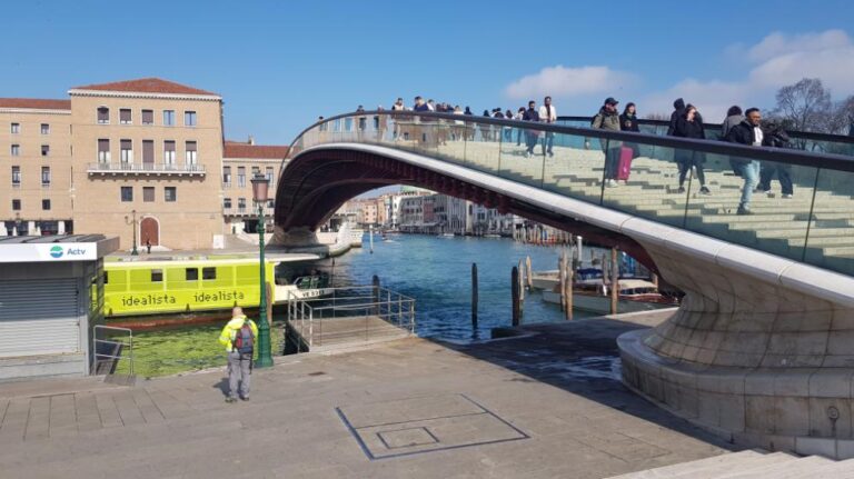 Ponte della Costituzione (Constitution Bridge) aka Calatrava Bridge - a glass pedestrian bridge. Venice, Italy’s floating city