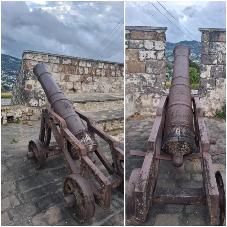 Relics and Cannons that once protected the island at Fort Charlotte. St. Vincent and the Grenadines the Gem of the Antilles