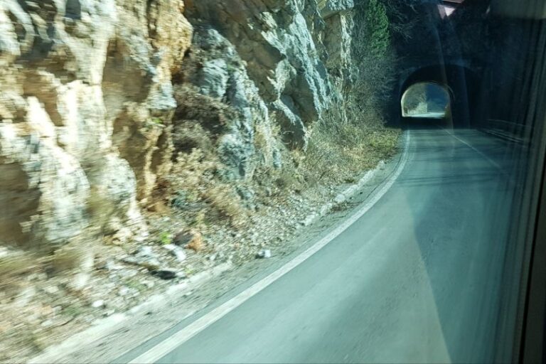 Roads Tunnels cut through mountains. Montenegro. Montenegro the land of the black mountains