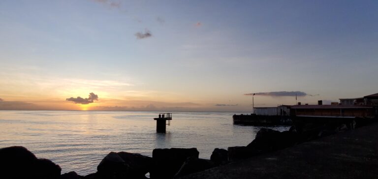 Sunset at Mero Beach. Dominica, the Nature Island of the Caribbean.